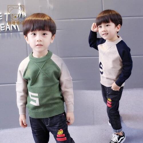 2021 New Knitting Spring Autumn Winter Sweater Baby Boys Kids Childrens Warm Plus Velvet Thicken Top High Quality