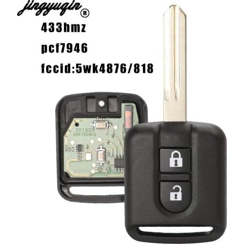 Jingyuqin 433MHz ID46 PCF7946 Chip Remote Key Fob For Nissan Elgrand X-TRAIL Qashqai Navara Micra Note NV200 5WK4876/ 818