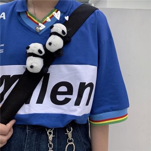 HUANZHI Fluffy Plush Panda Cartoon Adorable Stereoscopic Doll Bear Animals Brooch for Women Couple Lovely Coat Accessories