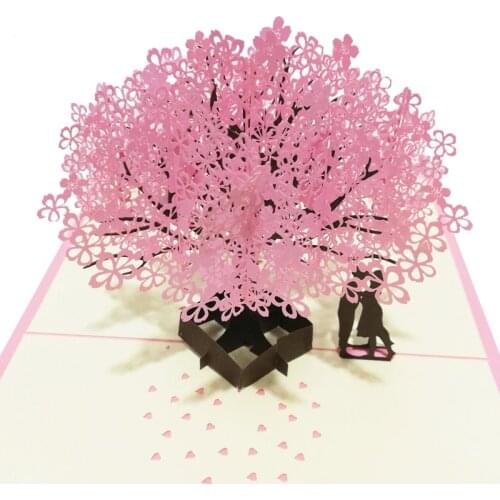 3D Cherry Blossom Pops-Up Card Handmade Romantic Greeting Cards Gift for Wife Girlfriend Husband _WK