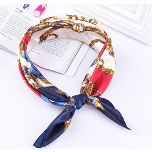 Fashion etiquette 50*50cm High Quality Scarf Women Small Soft Squares Decorative Head Scarf Stripe Print Kerchief Neck Wrap