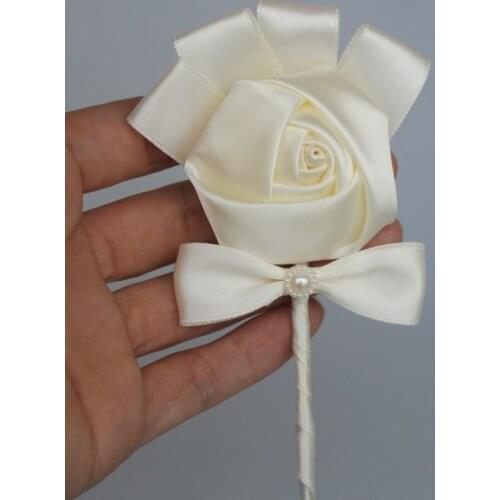 Wedding Boutonniere Groom man Pin Brooch Corsage Suit Decor Artificial Bride Bridesmaid Wrist Flower Satin Rose XH252