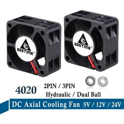 New 40mm x 20mm 3D Printer Fan DC 24V 12V 5V 4020 4cm 1.57inch Computer Case Cooling Fan Ball Bearing 2PIN 3PIN Axial Cooler Fan