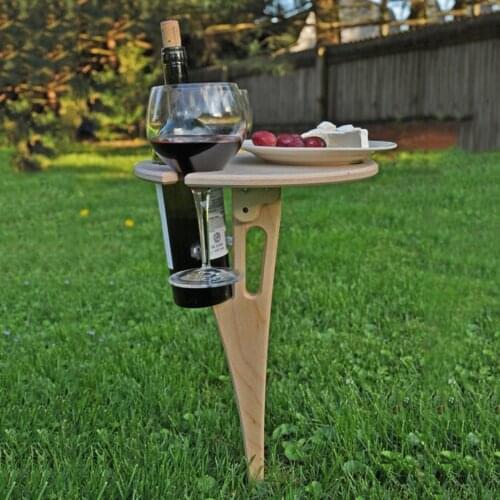 Wine Holder Wooden Table Outdoor Beer And Wine Table Round Portable Wine Table Wooden Picnic Table Easy To Carry Wine Rack L3