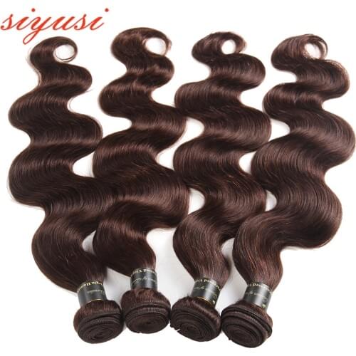 SIYUSI Human Hair Extensions Peruvian Body Wave Hair Bundles Color 2# 4# 27# 30# 99J# Wavy Hair Bundles