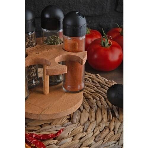 Joy Kitchen Sofia 6'lı Rotating Spice Rack Set-Black Cover