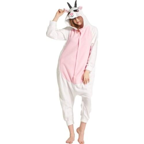 Animal Sheep Kigurumis Adult Unisex Onesie Goat women Pajamas Flannel Warm Party Suit Sleepwear Homewear Cospaly Jumpsuits