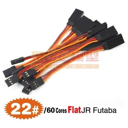 10pcs/lot 22# 22AWG 60Cores Futaba JR Heavy Duty Servo Extension Flat Cable 7.5cm-100cm Anti-interference Free Shipping