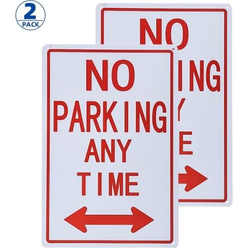2 Pack No Parking Anytime Sign with Arrows, Weather/Fade Resistant, Easy Mounting, Indoor/Outdoor Use
