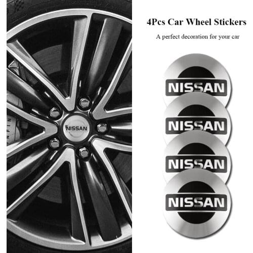 4Pcs Metal Car Wheel Stickers Auto Hub Cap Emblem Badge Accessories For Nissan Qashqai Tiida Sentra Altima Micra Almera Rogue