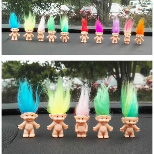 5pcs/lot Colorful Hair Troll Doll Family Members Daddy Mummy Baby Boy Girl Leprocauns Dam Trolls Toy Gifts Happy Love Family