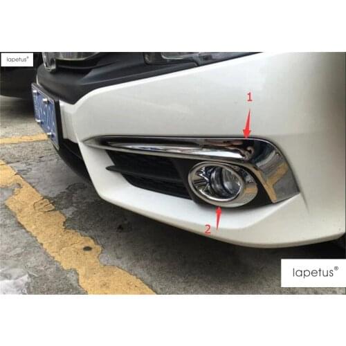 Lapetus Accessories Fit For Honda Civic 2016 2017 Front Head Fog Lamp Lights Ring + Eyebrow Eyelid Molding Cover Kit Trim 4 Pcs