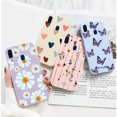 For Samsung Galaxy A20e Case Soft TPU Silicone Cover Love Heart Cute Flowers Phone Coque For Samsung A 20e a20e 5.8" Back Covers