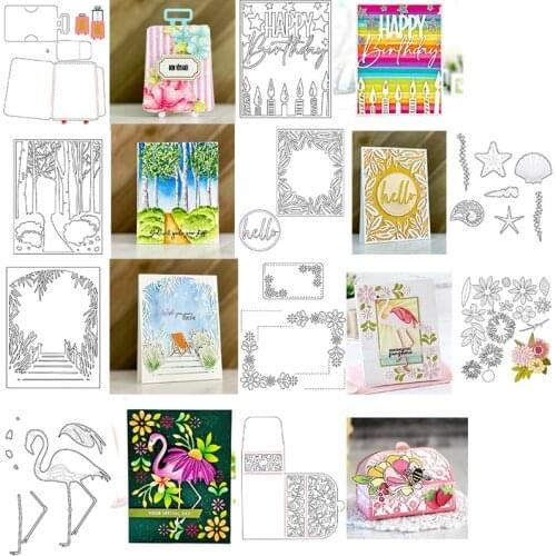 Suitcase Birthday Tropical Leaves Cover Plates Blooms Deliveries Box Cutting Dies For DIY Scrarpbooking Cards Crafts 2021 New