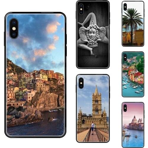 For Samsung Galaxy S5 S6 S7 S8 S9 S10 S10e S20 edge Lite Plus Ultra Beautiful Sicily Italy Colo Black Soft TPU New Style Unique