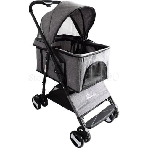 Doogo Pet Car Cat Dog Cart Lightweight Folding Separation Basket Small And Medium Teddy Dog Out Walking Dog Cat