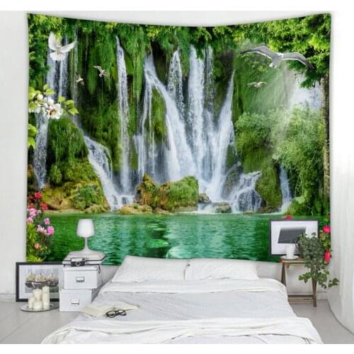 Nordic INS Landscape Forest Waterfall Decoration Tapestry Bohemian Sipishi Home Decoration Tapestry Bedroom Decoration Tapestry