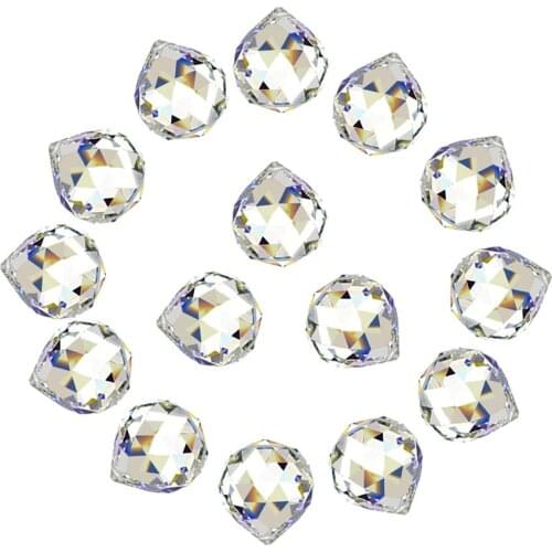 H&D 15pcs 30mm Crystal Ball Prisms Suncatcher Rainbow Maker Hanging Crystals Pendant for Home,Window,Office,Garden Decoration