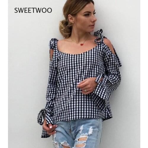 Блузки в клетку Hugrich China At AliExpress