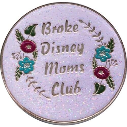 Moms club lapel pin floral art glitter brooch flair addition
