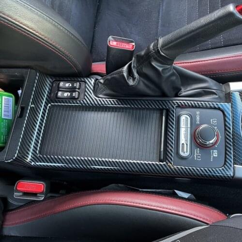 LHD!! For Subaru WRX STi 2014-2019 Carbon Style Front Console Cup Holder Gear Shift Box Panel Decoration Cover Trim Car Styling