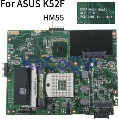 KoCoQin laptop Motherboard For ASUS K52F X52F A52F K52J Mainboard REV.2.0 HM55
