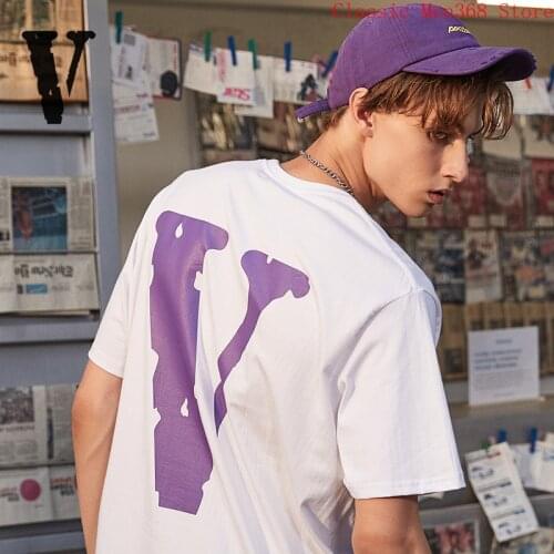 Tide brand VLONE T-shirt mens purple big v Friends casual cotton hazard short-sleeved female