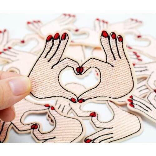 Diy Palm-shaped heart patches for clothing iron embroidered patch applique iron on patches sewing accessories badge on clothes