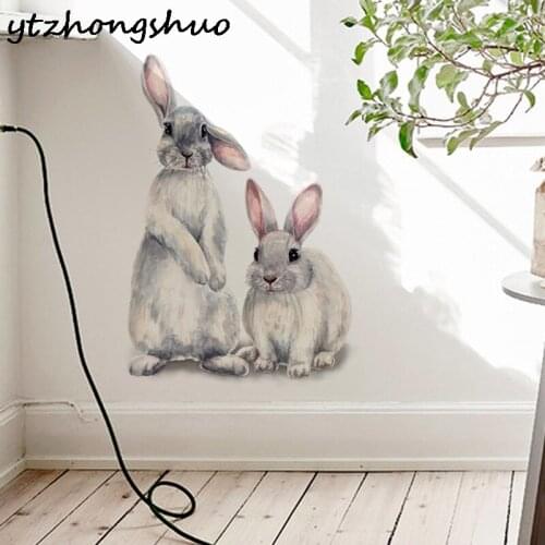 Wall Stickers Home Decor Living Room Two Cute Rabbits Removable Home Living Room Decoration Mural Bunny Stickers 30*40cm