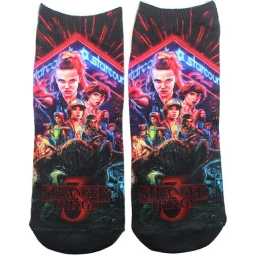 K273 1 Pairs Stranger Things Casual Socks Invisible Summer Socks Short Low Cut No Show Socks Cotton Funny Happy Boat Socks