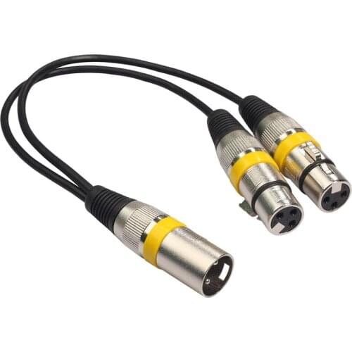 New 30Cm 3Pin Xlr Male to 2 Xlr Female Audio Extension Cable Y Splitter for Mic Mixer Recorder Dj Cable