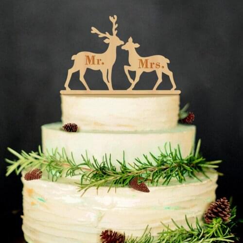 New Wood Cake Topper Mr and Mrs Love Birds Tree Cake Topper for Wedding Party Decoration Wooden wedding cake toppers