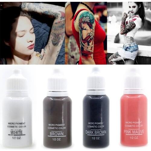Hot 15ml Microblading Pigment for Semi Permanent Makeup Eyebrow Inks Lips Eye Line Tattoo 4 Colors Manual Tattoo Pen Pigment