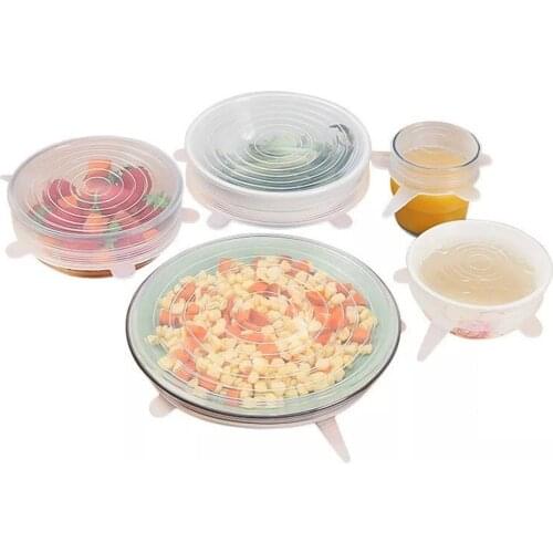 3/ 6 Pcs/Set Food Silicone Cover Cap Universal Silicone Lids For Cookware Bowl Reusable Stretch Lids Kitchen Accessories