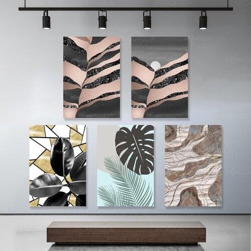 Nordic Style Poster Pictures Green Leaves Plant Canvas Painting Framework Modern Home Bedroom Wall Art Decoration Modular Prints