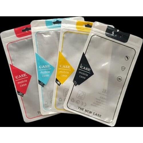 100Pcs 12*21cm 4 colors Plastic Zip Lock Cell Phone Case Bags Mobile Phone Shell Packaging Zipper Pack For phone Xs X 8 7 plus