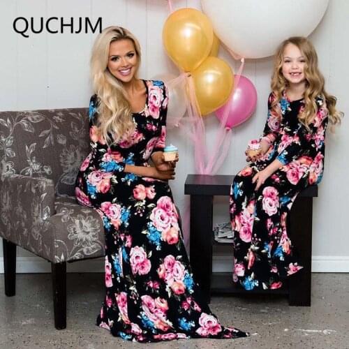 Mother Daughter Dresses Floral Maxi Long Mom And Daughter Clothes Family Look Mommy and Me Clothes Family Matching Clothes