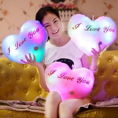 30-45CM Heart Shaped LED Plush Pillows Light UpToys Stuffed Glowing Toys Lovers Gift Friend LED Gifts Light-up Toys