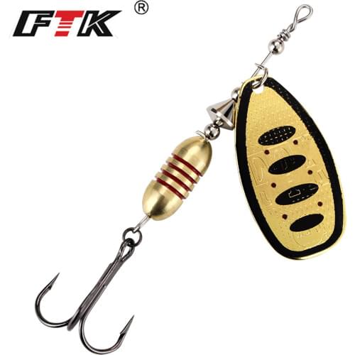 FTK Spinner Bait 18g Hard Spoon Bass Lures Metal Fishing Lures With Treble Hooks High Quality Fishing Tackle For Pike Fishing