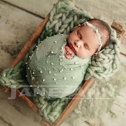 Jane Z Ann Newborn baby photo props Pearl decorative wraps thin cotton line clothing studio shooting accessories 95x185cm