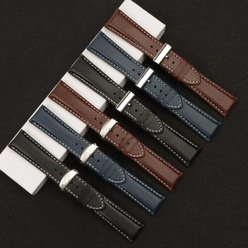 22mm 24mm Genuine real Leather Watch Band Watchband For Breitling strap for NAVITIMER WORLD Avenger/navitimer belt Pin buckle