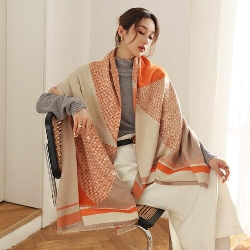 Luxury Plaid Print Cashmere Scarf Winter Women Pashmina Shawls Wraps Female Foulard Bandana Thick Scarves Ponchos Capes Hijab