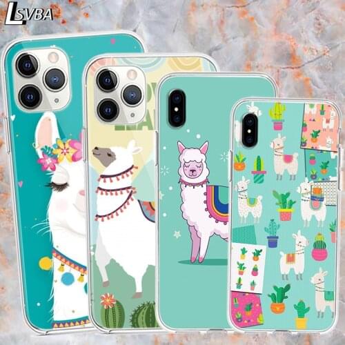 Silicone Cover Llama Alpacas Animal For IPhone 12 Mini 11 Pro XS MAX XR X 8 7 6S 6 Plus 5S SE Gloss Phone Case Coque