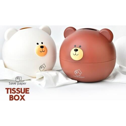 Cute Bear Tissue Box Kitchen Paper Towel Holder Plastic Roll Paper Storage Box Organizer Napkin Container Toilet Accessories