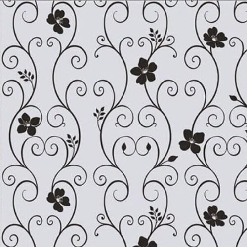 Sweet Frosted Privacy Cover Glass Window Door Black Flower Sticker Film Adhesive Home Decor E7
