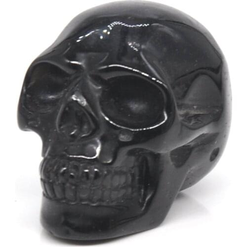2" Skull Statue Natural Black Obsidian Stone Carved Healing Crystal Ornament Reiki Witchcraft Supplies Gemstone Chakra Decor