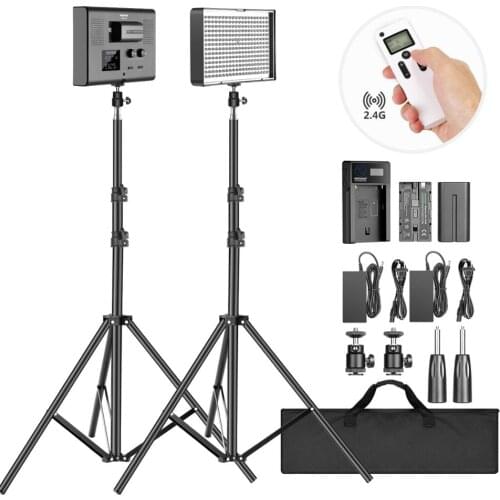 Neewer 2-Pack 2.4G LED Video Lighting Kit: Bi-Color CRI 95+ 280 LED Panel with 2M Light Stand, LCD Display, 2.4G Remote