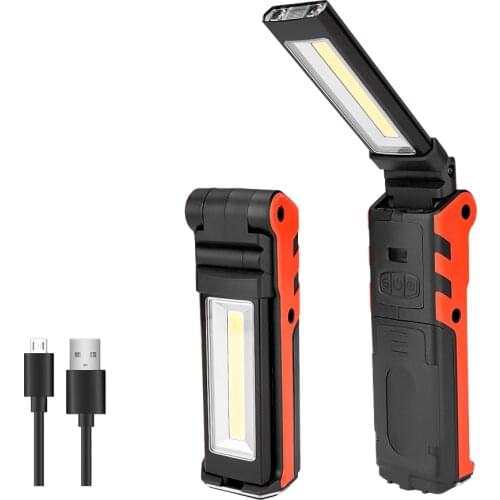 COB LED Work Flashlight Inspection Light Magnetic Torch Portable Lantern Hanging Hook Tent Lamp USB Charging With Power Display