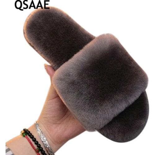 Natural Fur Slippers Women Home Winter Warm Indoor Wool Slippers 2020 Fashion Furry Australia Sheepskin House menSlippers AWM210