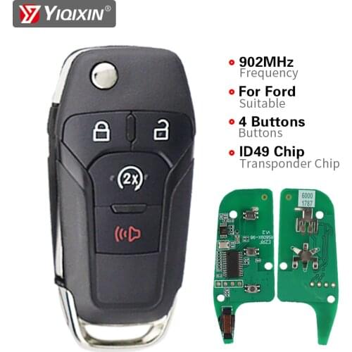 YIQIXIN Smart Car Remote Control Key For Ford F150 F250 F350 F450 F550 Raptor Ranger Fusion 902MHz ID49 Chip 4 Buttons Blade